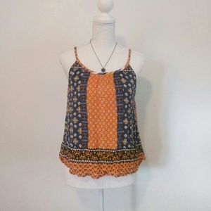 Orange and blue patterned tank top